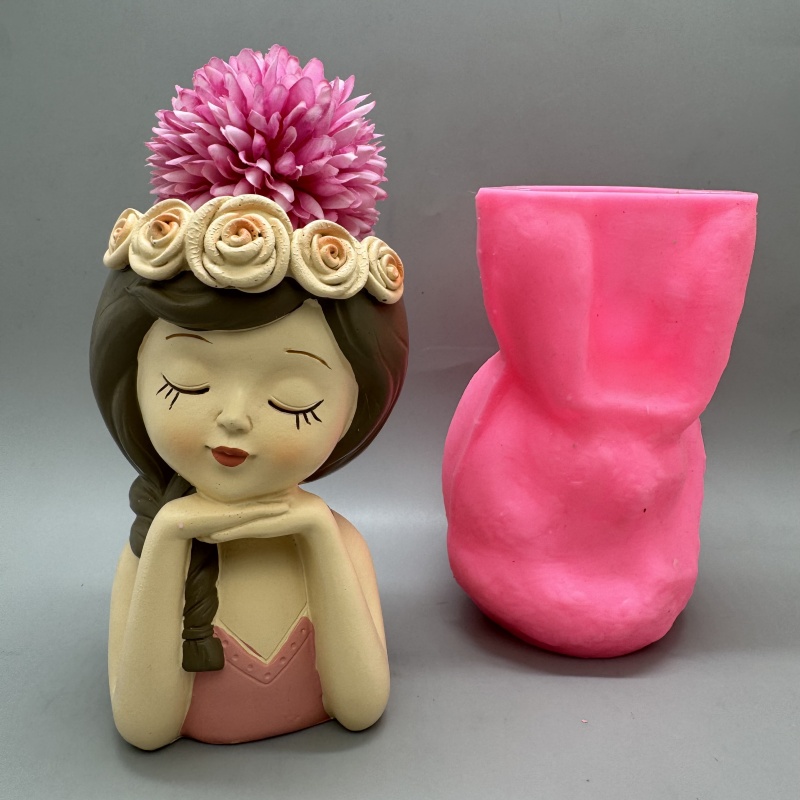 Badminton Live - Cute girl flower pot silicone mold