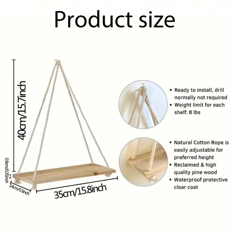1PC Wooden Swing Hanging Hemp  - đánh giá và giá Badminton Live